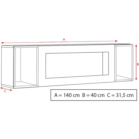 Vitrine Schrank Trento Biokamin, Schwarz/Schwarz - 3