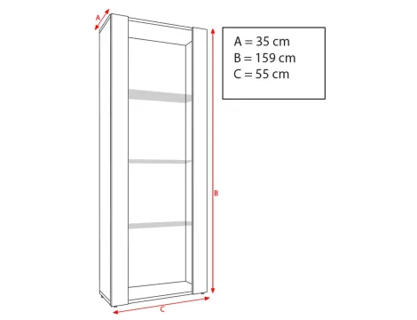 Vitrine Schrank Tivoli, Schwarz/Schwarz - 4