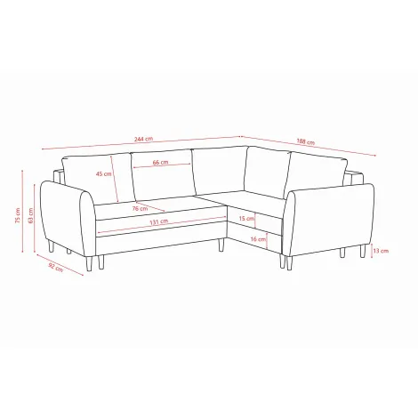 IBIS H1 Ecksofa auf hohen Beinen mit Schlaffunktion und großen Ablagefächern (244 x 188 cm) - 12