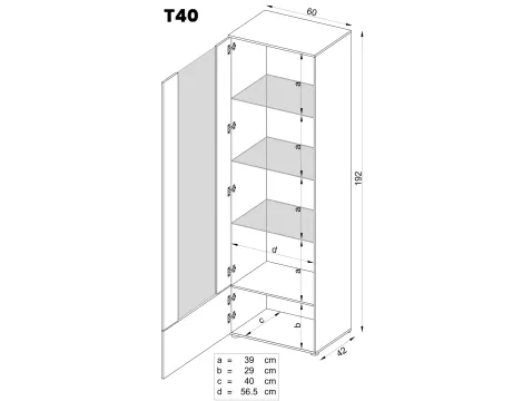 Vitrine Schrank Alessandria, Schwarz/Wotan - 2