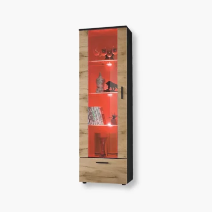 Alessandria Standschrank, Wotan/Schwarz LED RGB Beleuchtung