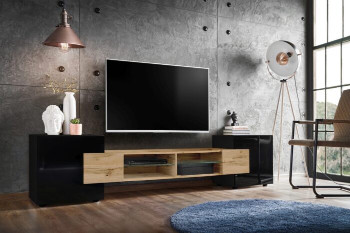 TV cabinet Merano, Wotan/Black - Image 2