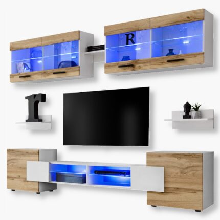 Foggia RTV Möbel Set, Schwarz/Weiß 2 Foggia RTV Möbel Set, Wotan/Weiß