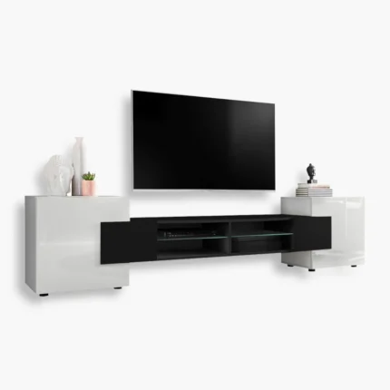 Armoire RTV Merano, Noir/Blanc 2 Armoire RTV Merano, blanc/noir