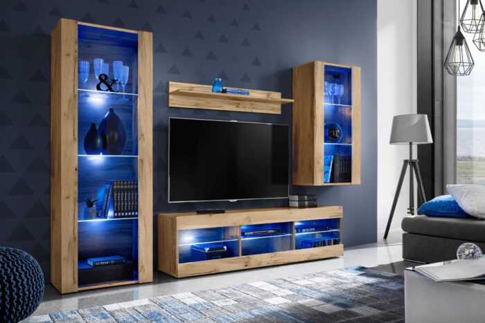 Ensemble de meubles RTV Tivoli Medio, Wotan/Wotan LED  Bleu – Image 2