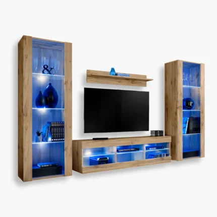Tivoli Grande RTV Möbel Set, Wotan/Wotan LED Beleuchtung Blau