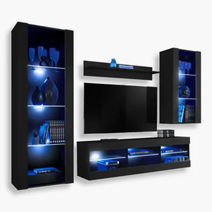 Ensemble de meubles RTV Tivoli Medio, noir/noir Éclairage LED bleu