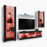 Ensemble de meubles RTV Tivoli Medio, noir/éclairage LED RVB blanc