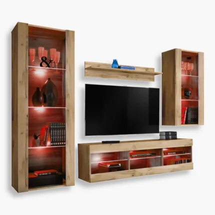 Tivoli Medio RTV Möbel Set, Wotan/Wotan LED RGB Beleuchtung