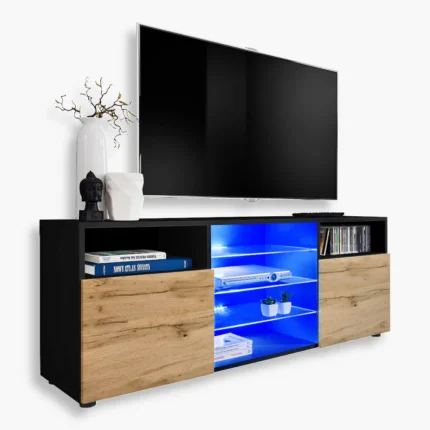 RTV Urbino Schrank, Wotan/Schwarz LED Beleuchtung Blau