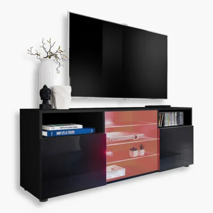 Urbino RTV Schrank, Schwarz/Schwarz RGB LED Beleuchtung