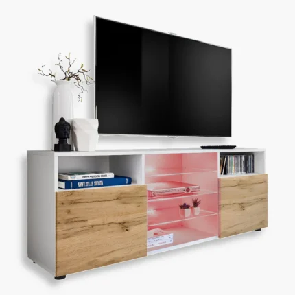 Szafka RTV Urbino, Wotan/Biały Oświetlenie LED RGB