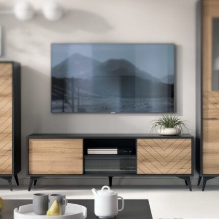 Szafka RTV Jasper 154 cm – szerokość 154 cm, wysokość 56 cm, głębokość 39 cm