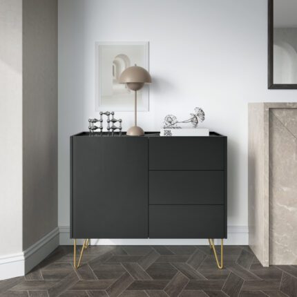 Komoda Canmore KSZ97 – czarny grafit, szerokość 97 cm, wysokość 83 cm, głębokość 37 cm