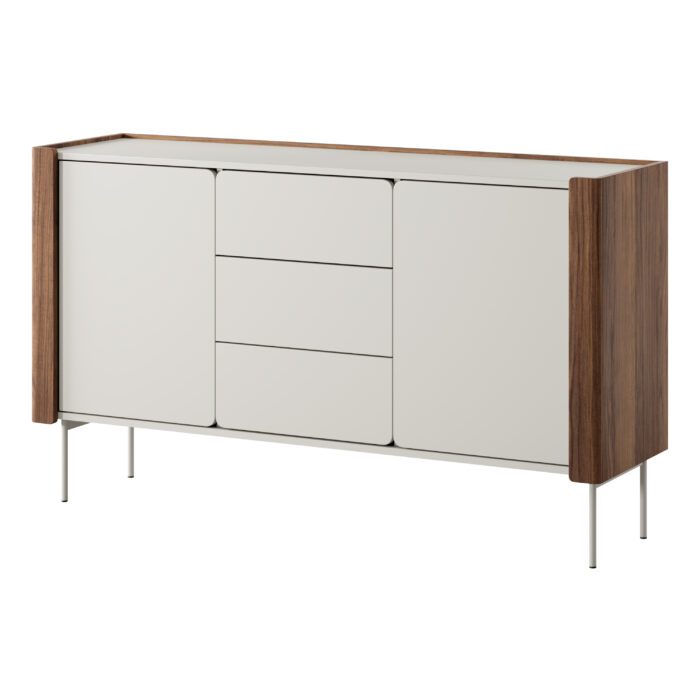 Guelph KSZ141 – komoda, czarny mat, złoty dąb, szerokość 141 cm, wysokość 82 cm, głębokość 39 cm - obrazek 2