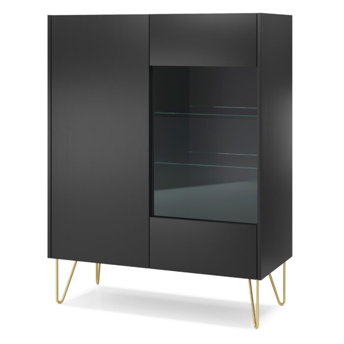 Canmore – Witryna WT97, czarny grafit, marmur black, szerokość 97 cm, wysokość 122 cm, głębokość 37 cm - obrazek 2