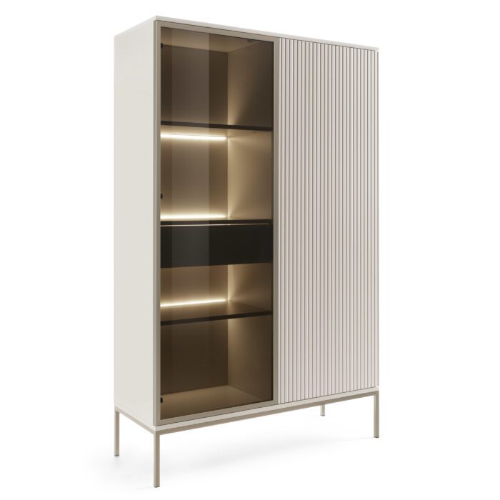 Laval WTSZ104 – witryna z oświetleniem LED, kaszmir, szerokość 104 cm, wysokość 166 cm, głębokość 39 cm - obrazek 2