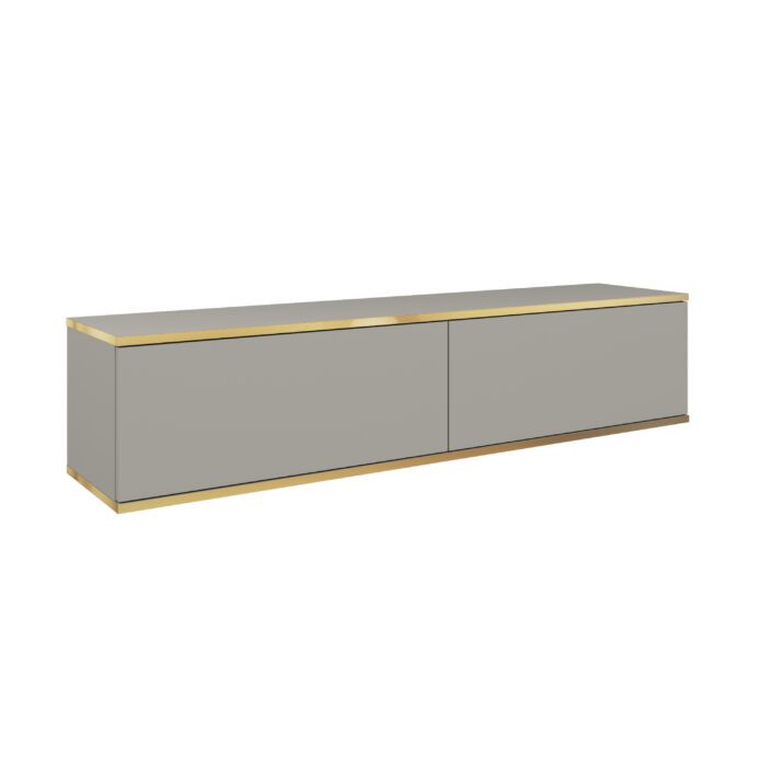 Banff RTV135 – szafka RTV, szary gładki front, dąb artisan, szerokość 135 cm, wysokość 30 cm, głębokość 32 cm - obrazek 2