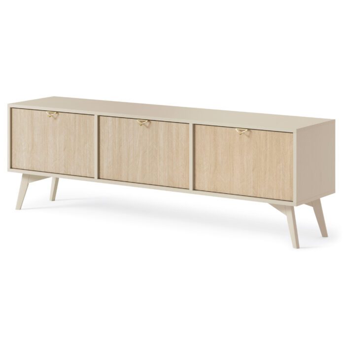 Tofino RTV158 – szafka RTV, beż piaskowy, jodełka skandi, szerokość 158 cm, wysokość 52 cm, głębokość 38 cm - obrazek 2