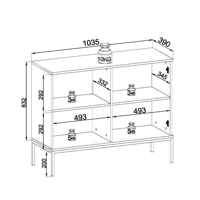 Laval K104 LED – komoda trzydrzwiowa z oświetleniem, czarny, dąb wotan, szerokość 104 cm, wysokość 83 cm, głębokość 39 cm - obrazek 3