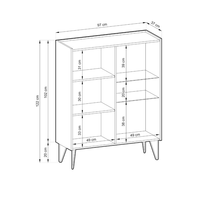 Canmore – Witryna WT97, czarny grafit, marmur black, szerokość 97 cm, wysokość 122 cm, głębokość 37 cm - obrazek 3