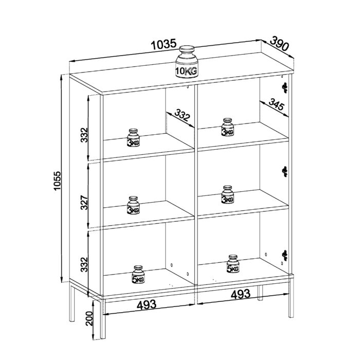 Laval WT104 – witryna z oświetleniem LED, dąb wotan, czarny, szerokość 104 cm, wysokość 126 cm, głębokość 39 cm - obrazek 3