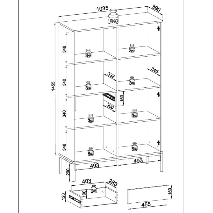 Laval WTSZ104 – witryna z oświetleniem LED, kaszmir, szerokość 104 cm, wysokość 166 cm, głębokość 39 cm - obrazek 3