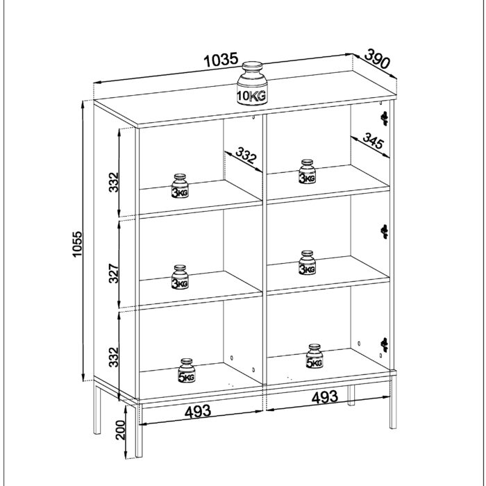 Laval WT104 – witryna z oświetleniem LED, kaszmir, szerokość 104 cm, wysokość 126 cm, głębokość 39 cm - obrazek 3