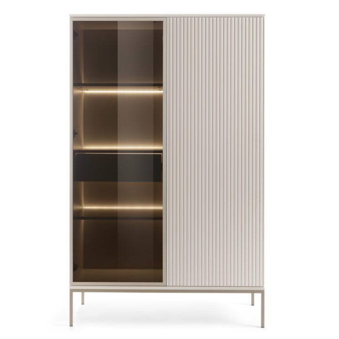 Laval WTSZ104 – witryna z oświetleniem LED, kaszmir, szerokość 104 cm, wysokość 166 cm, głębokość 39 cm - obrazek 4