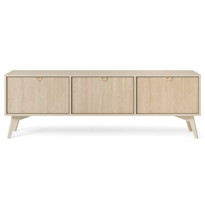 Tofino RTV158 – szafka RTV, beż piaskowy, jodełka skandi, szerokość 158 cm, wysokość 52 cm, głębokość 38 cm - obrazek 4