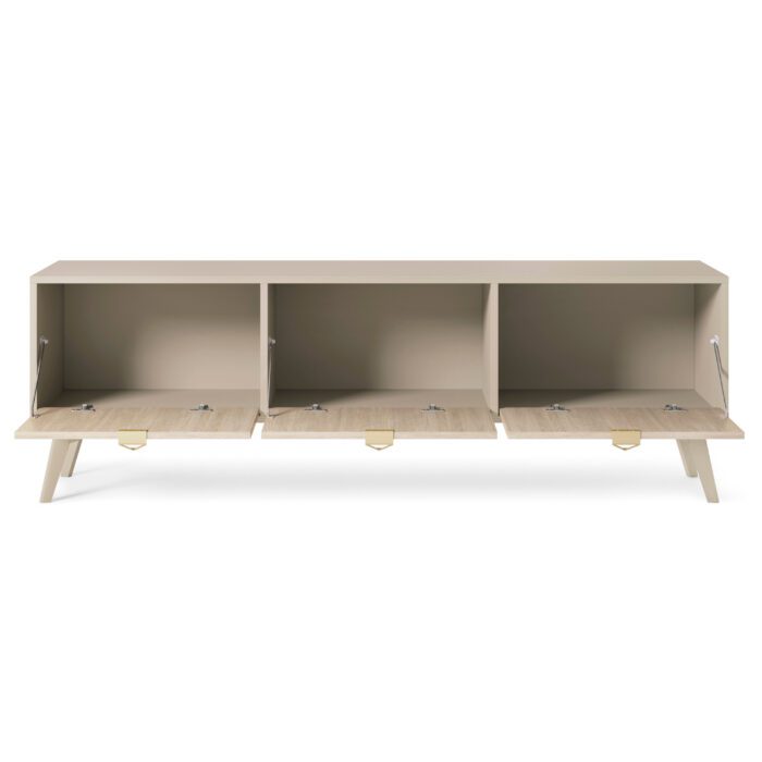 Tofino RTV158 – szafka RTV, beż piaskowy, jodełka skandi, szerokość 158 cm, wysokość 52 cm, głębokość 38 cm - obrazek 5