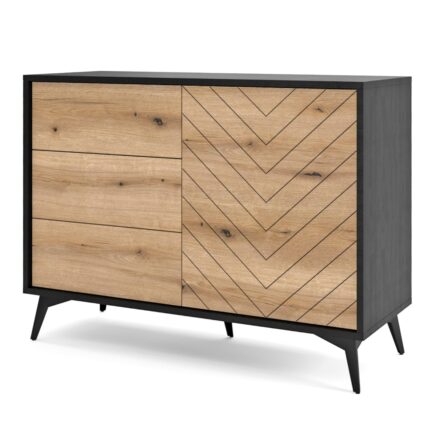 Komoda Jasper KSZ104 – komoda, kolor dąb evoke,czarny, szerokość 104 cm, wysokość 77 cm, głębokość 39 cm