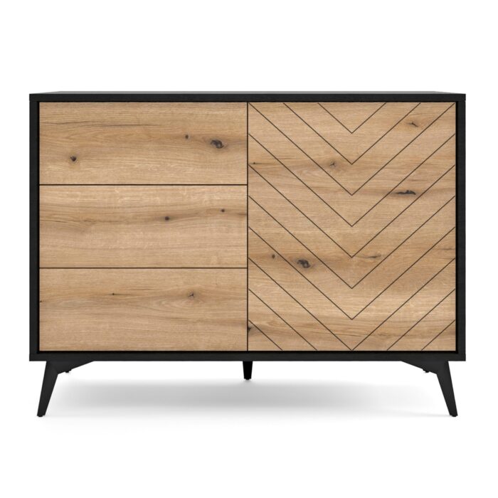 Jasper KSZ104 chest of drawers – chest of drawers, evoke oak, black, width 104 cm, height 77 cm, depth 39 cm - Image 2
