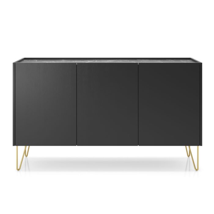 Canmore K144 – Dreitürige Kommode, schwarz, Breite 144 cm, Höhe 83 cm, Tiefe 37 cm – Bild 2