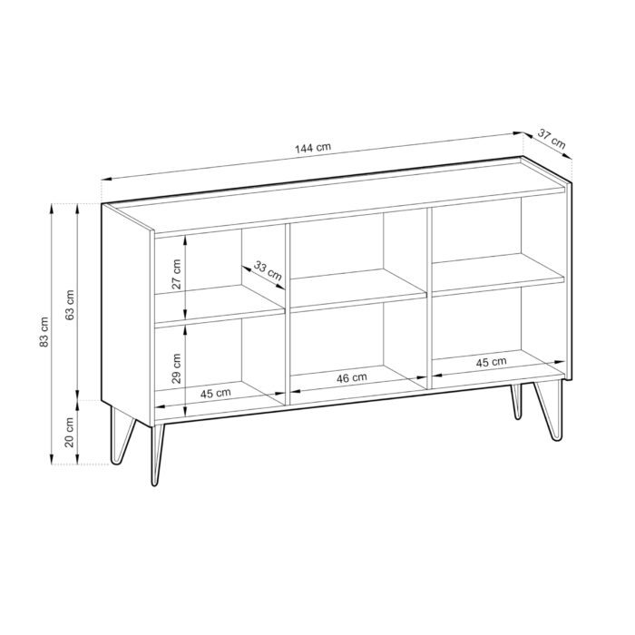 Canmore K144 – Dreitürige Kommode, schwarz, Breite 144 cm, Höhe 83 cm, Tiefe 37 cm – Bild 5