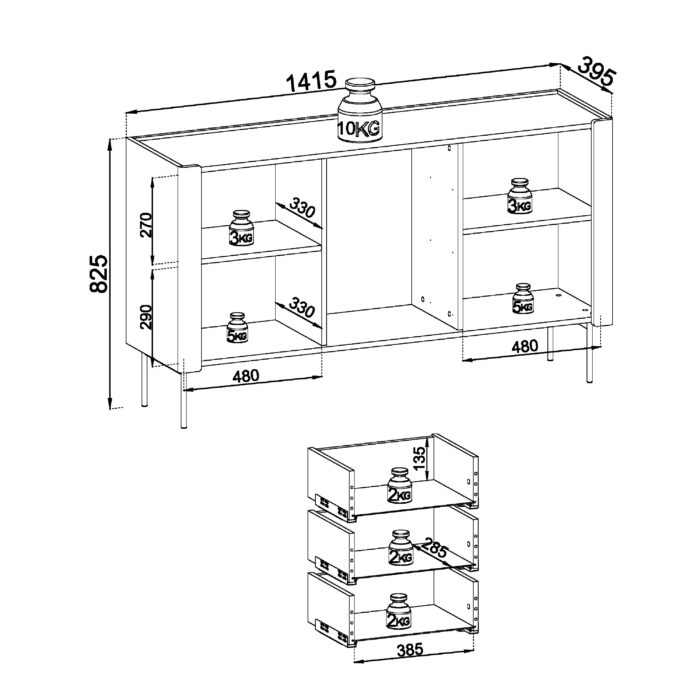 Guelph KSZ141 – commode, noyer, cachemire, largeur 141 cm, hauteur 82 cm, profondeur 39 cm – Image 5