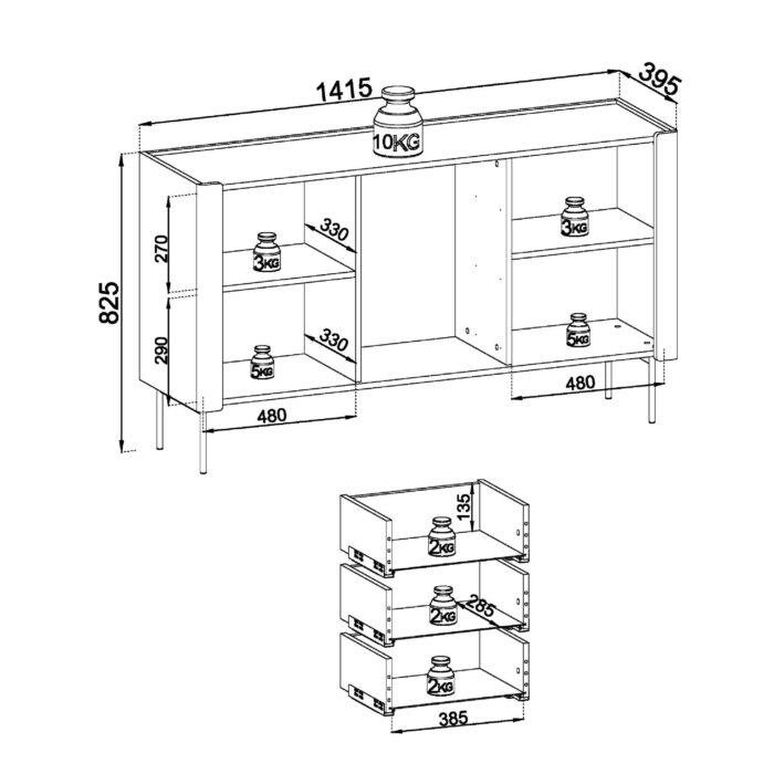 Guelph KSZ141 – commode, noyer, cachemire, largeur 141 cm, hauteur 82 cm, profondeur 39 cm – Image 5