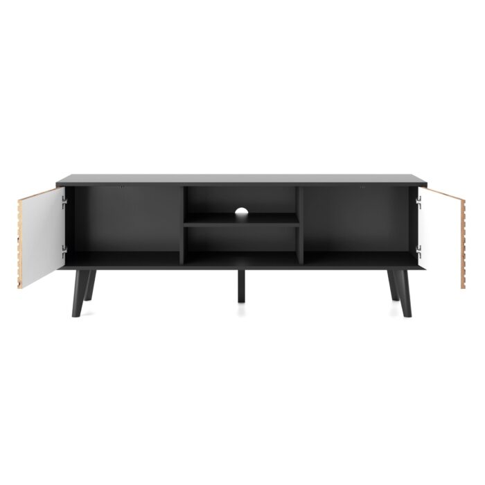 Saskatoon RTV154 – TV-Schrank, schwarz, Eiche artisan, Breite 154 cm, Höhe 56 cm, Tiefe 39 cm – Bild 4