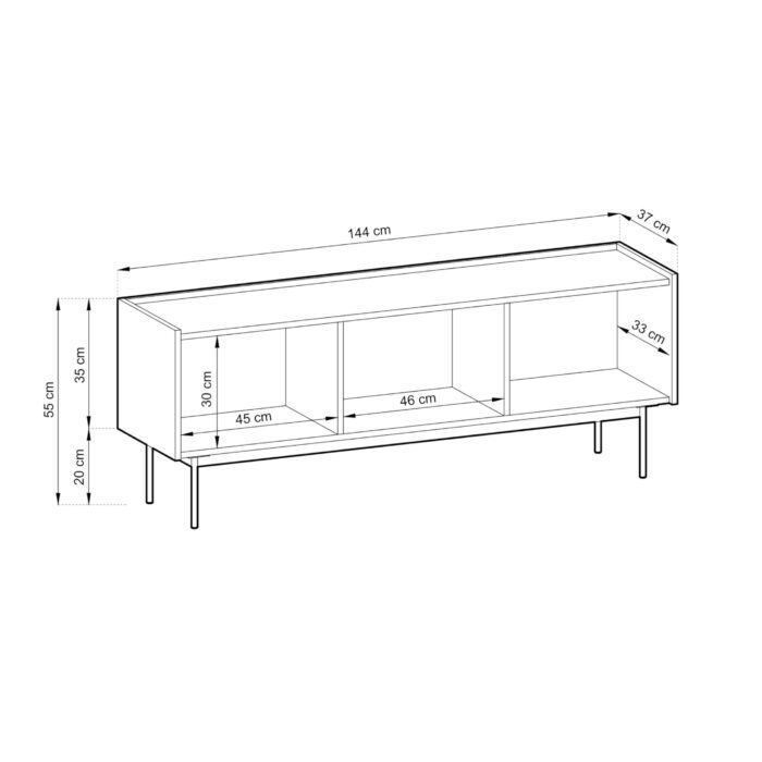 Kelowna TV-Schrank – Kaschmir, Eiche Linea – Breite 144 cm, Höhe 55 cm, Tiefe 37 cm – Bild 4