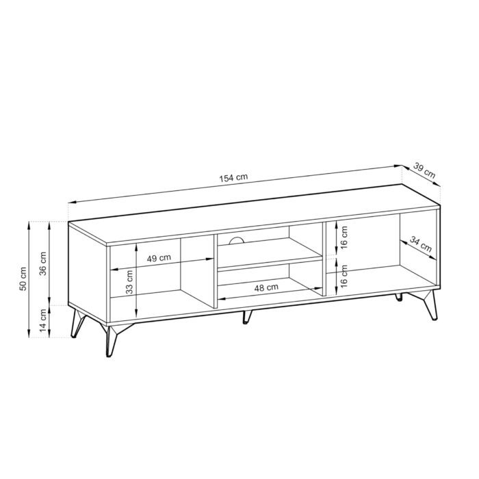 Jaspis TV-Schrank 154 cm – Breite 154 cm, Höhe 56 cm, Tiefe 39 cm – Bild 4