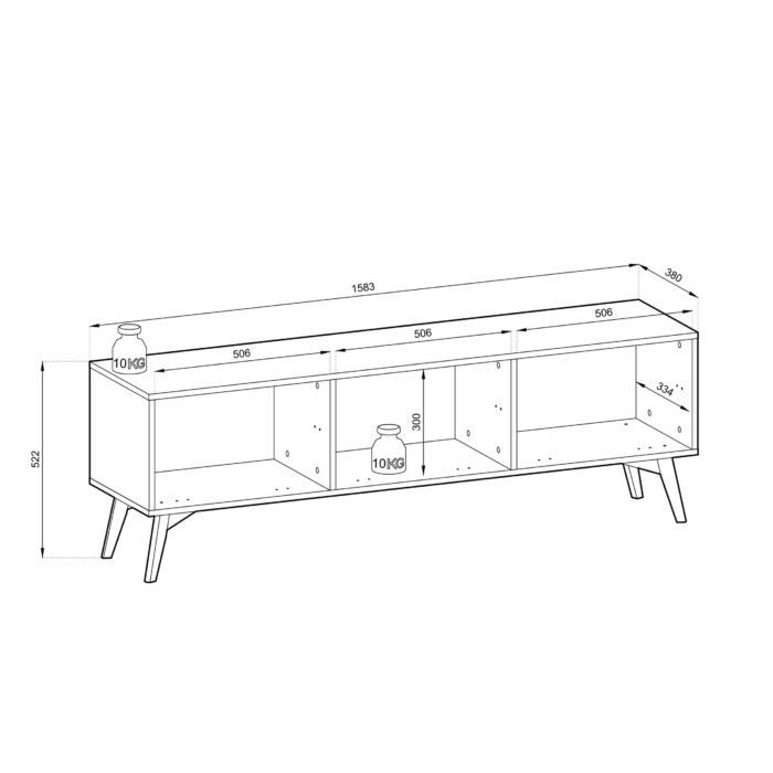 Tofino RTV158 – TV-Schrank, sandbeige, Fischgrät-Skandi, Breite 158 cm, Höhe 52 cm, Tiefe 38 cm – Bild 5