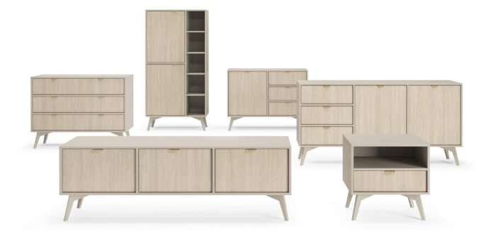 Tofino RTV158 – TV-Schrank, sandbeige, Fischgrät-Skandi, Breite 158 cm, Höhe 52 cm, Tiefe 38 cm – Bild 8