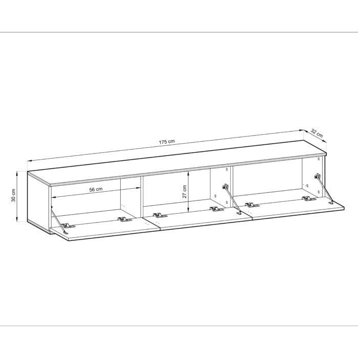 Banff RTV175 MDF – TV cabinet, grey matt, oak artisan, width 175 cm, height 30 cm, depth 32 cm - Image 3