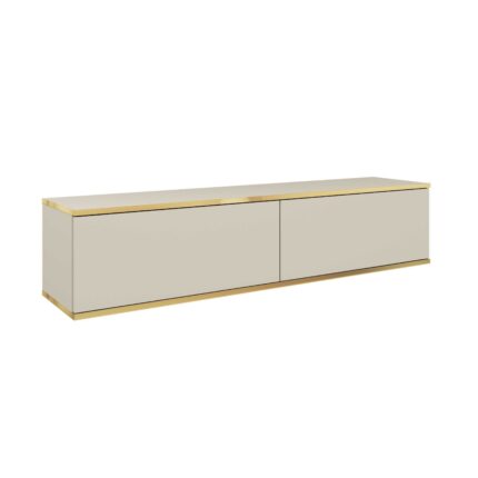 Banff RTV135 – szafka RTV, beżowy gładki front, dąb artisan, szerokość 135 cm, wysokość 30 cm, głębokość 32 cm