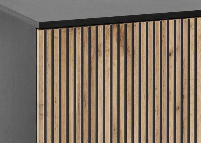 Laval RTV154 – TV-Schrank, schwarz, Wotan-Eiche, Breite 154 cm, Höhe 56 cm, Tiefe 39 cm – Bild 9