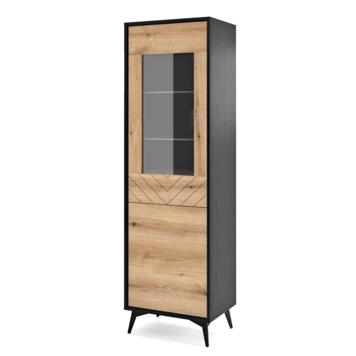Jasper W54 Glastürenschrank – Evoke Glastürschrank aus Eiche, schwarz, Breite 54 cm, Höhe 178 cm, Tiefe 39 cm – Bild 5