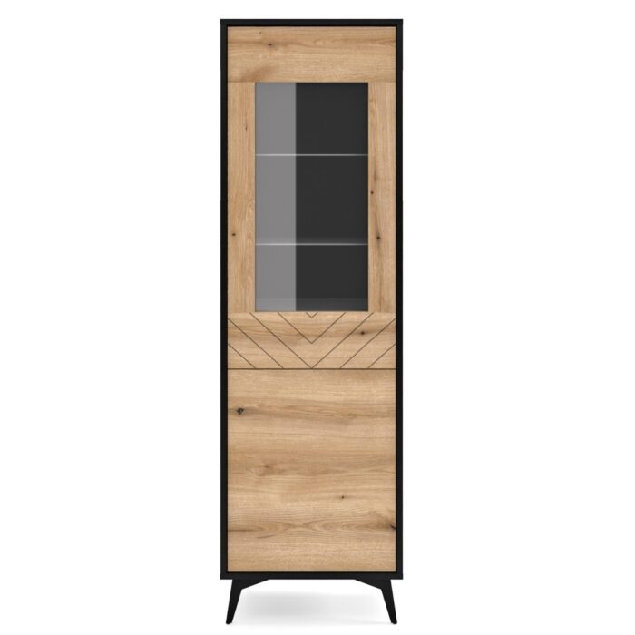 Jasper W54 Glastürenschrank – Evoke Glastürschrank aus Eiche, schwarz, Breite 54 cm, Höhe 178 cm, Tiefe 39 cm – Bild 6