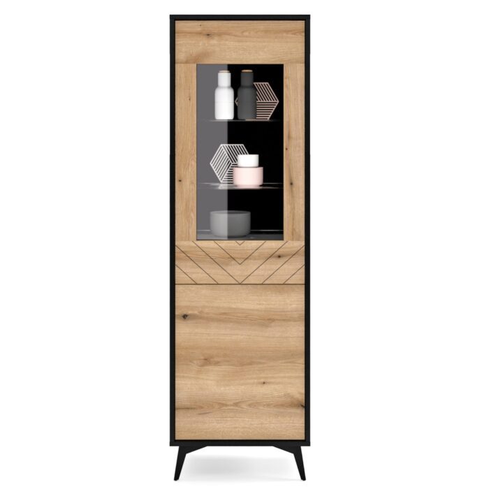 Jasper W54 Glastürenschrank – Evoke Glastürschrank aus Eiche, schwarz, Breite 54 cm, Höhe 178 cm, Tiefe 39 cm – Bild 10