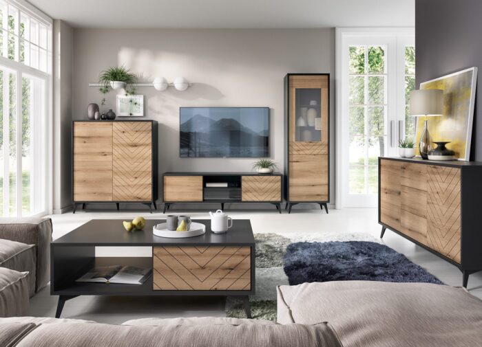Jasper W54 Glastürenschrank – Evoke Glastürschrank aus Eiche, schwarz, Breite 54 cm, Höhe 178 cm, Tiefe 39 cm – Bild 7