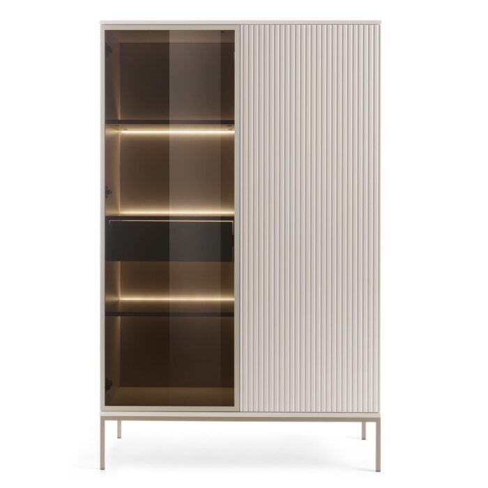 Laval WTSZ104 – Vitrine mit LED-Beleuchtung, Kaschmir, Breite 104 cm, Höhe 166 cm, Tiefe 39 cm – Bild 2